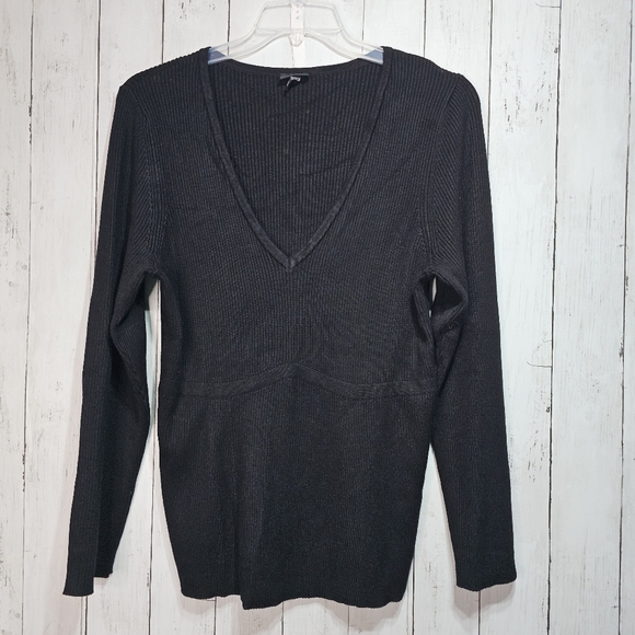 Torrid Women's Black Ribbed V-Neck Rayon Knit Sweater Size 3X Long Sleeve. - Picture 3 of 10